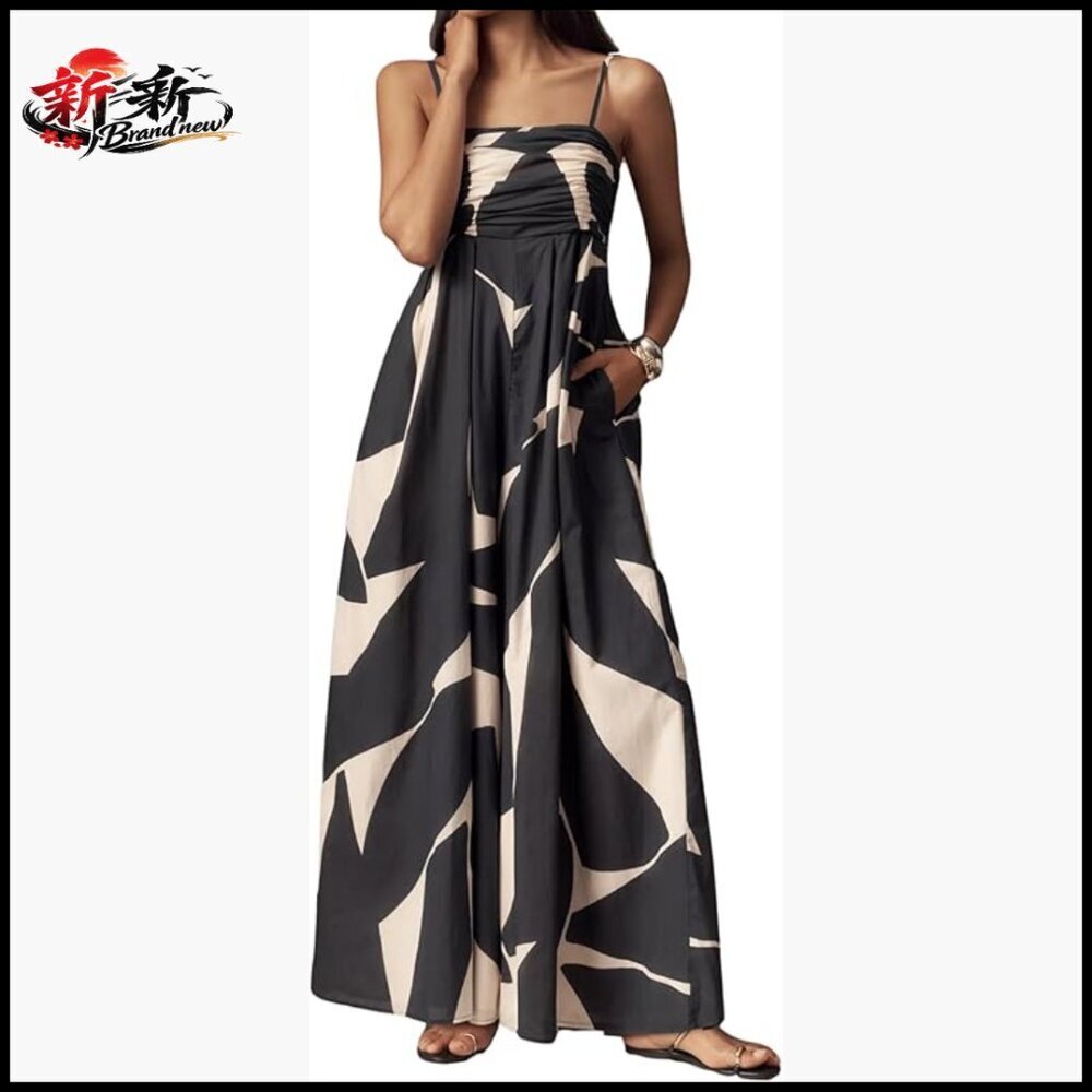Cotton Wide Leg Jumpsuit Spaghetti Strap Sleeveless Romper